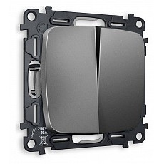 Выключатель проходной двухклавишный без рамки ambrella volt quant mo653020